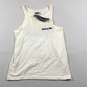 VTG Bugle Boys Tank Top Shirt Print White Sleeveless 90's Shark Mens Sz M NWT